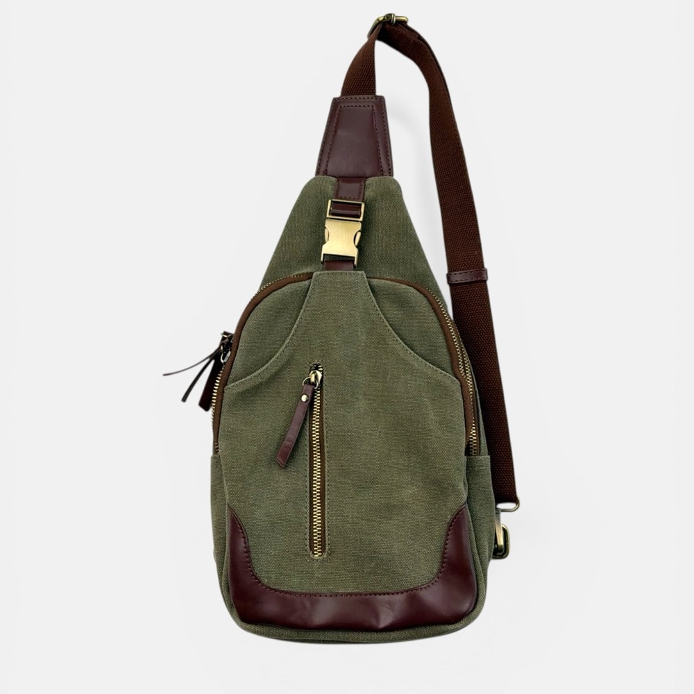 Antik Kraft Olive Green Canvas Samara Sling Bag Unisex